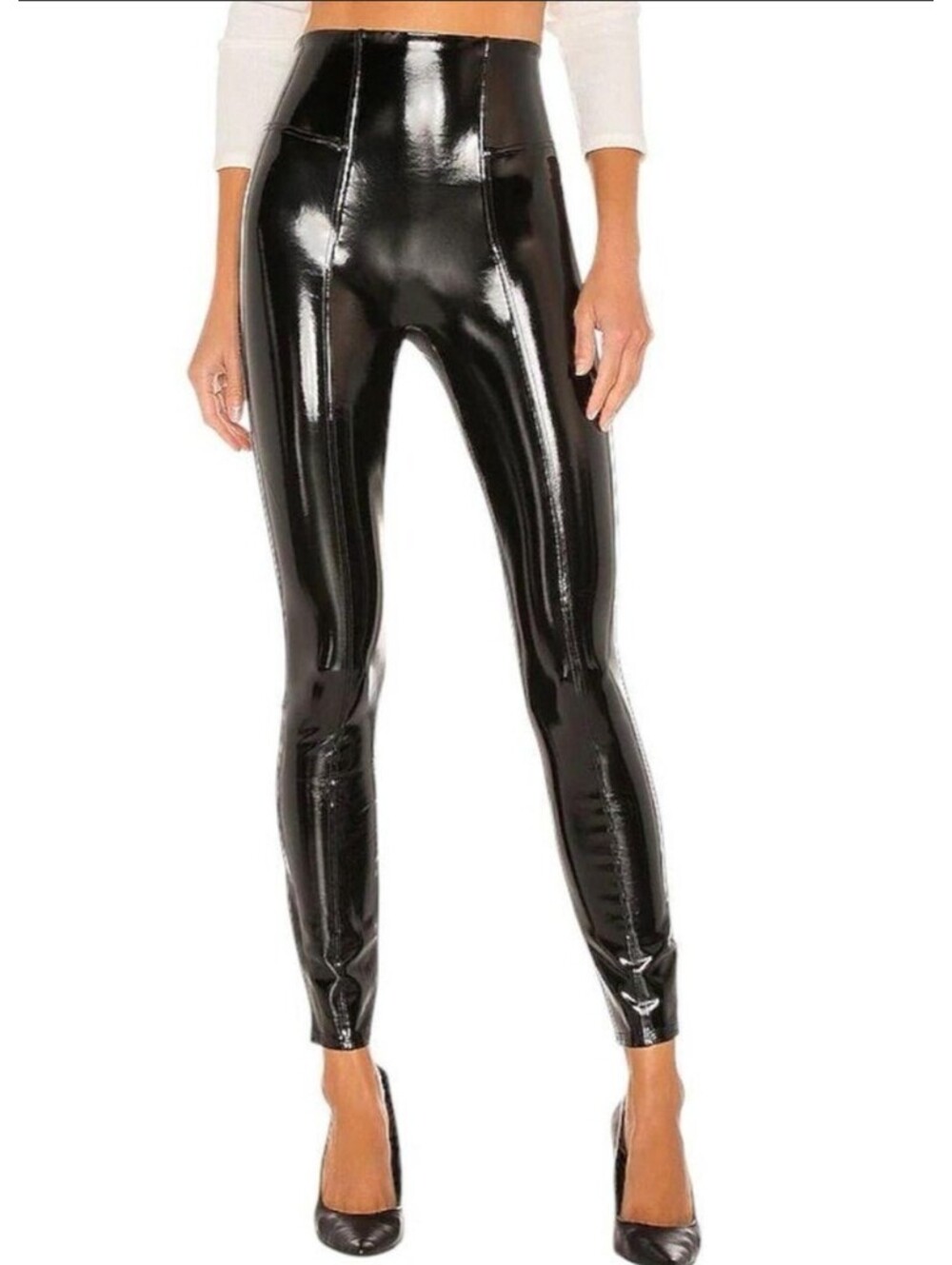 SPANX black patent leather leggings sz S NWT